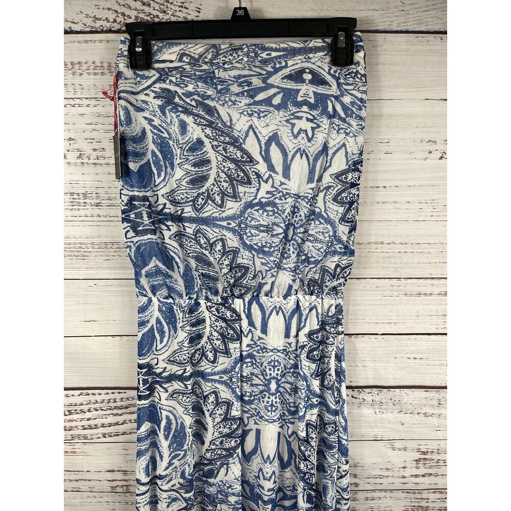 Cynthia Rowley Dress Women's SZ XS Blue White Maxi Lined Paisley Boho Sleeveless - Picture 8 of 10